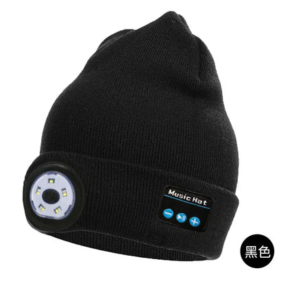 Warm  LED 5.0 Bluetooth Music Hat Wireless Beanie Headlight Handsfree Winter Unisex Knitted Cap for Running Skiing Camping