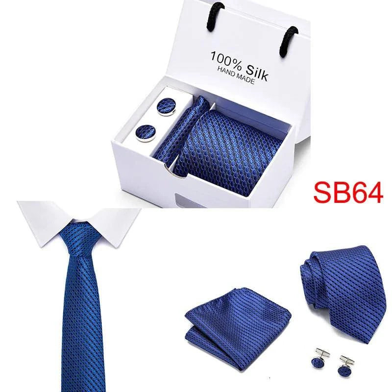 New Plaid men ties set Extra Long Size 145cm*7.5cm Necktie navy blue Paisley Silk Jacquard Woven Neck Tie Suit Wedding Party