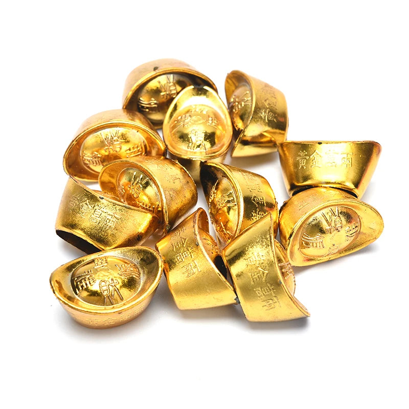 3/5/12pcs Feng Shui Auspicious Lucky Money Mascot Plastic/crystal Crafts Gold Ingot Decoration Crafts