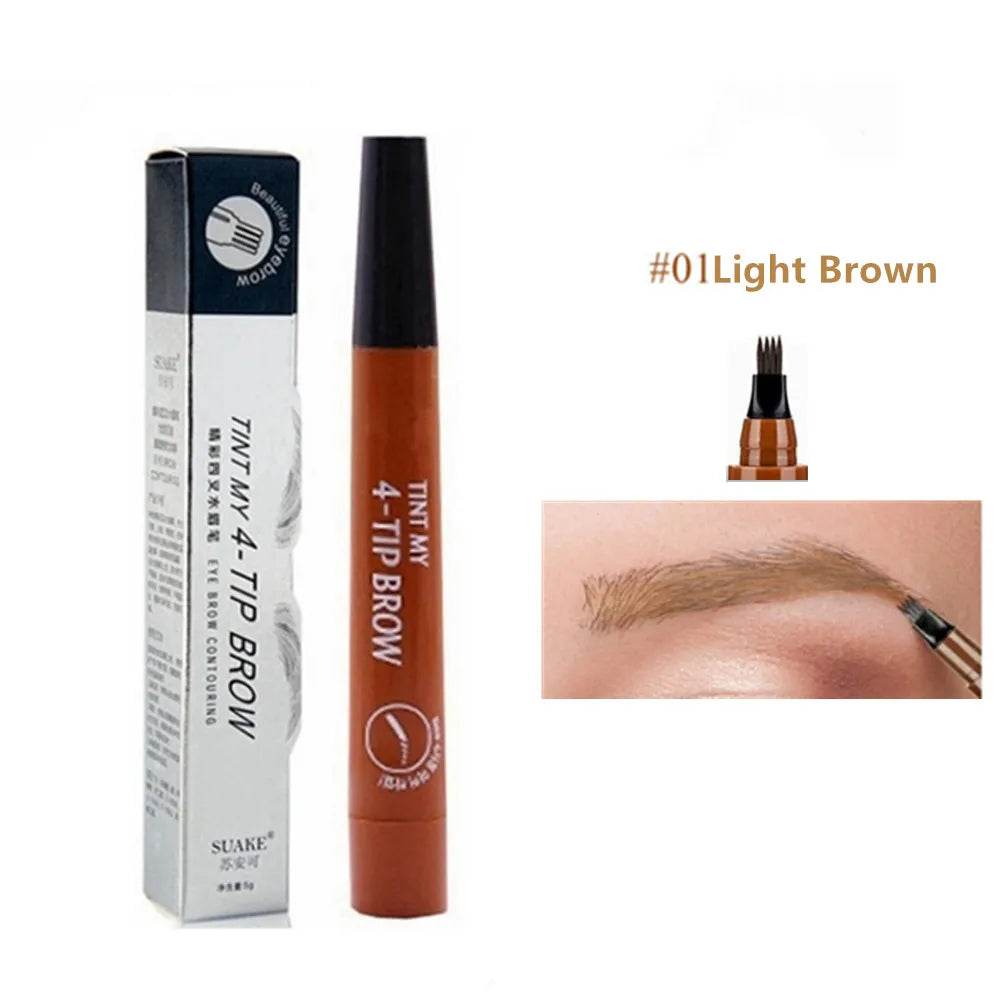 4D Microblading Eyebrow Pen 4 Forks Tip Eyebrow Tattoo Pencil Long Lasting Fine Sketch Liquid Eye Brow Make Up - MarvelouStoree