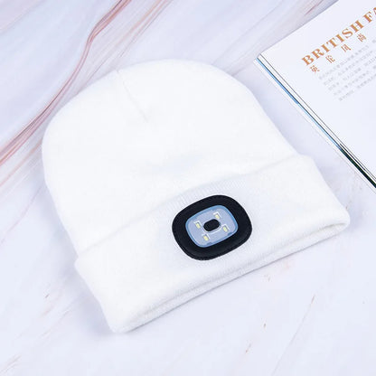 Winter Knitted Beanie Hat with Light Earphone Bluetooth Led Light Luminous Outdoor Mountaineering Handfree Music Headphone Hat