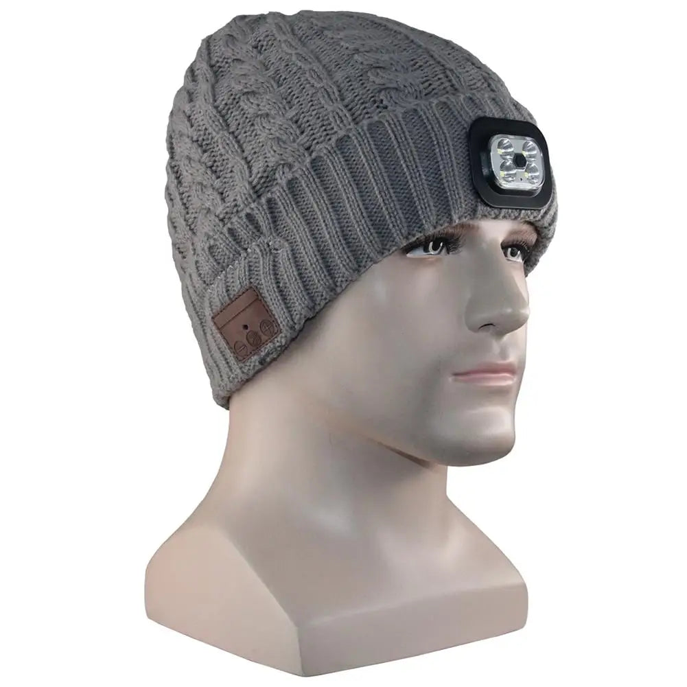 Microphone Headphone Music Smart Caps Beanie Knitted Plus Velvet Winter Hat With Headphone LED Wireless Bluetooth