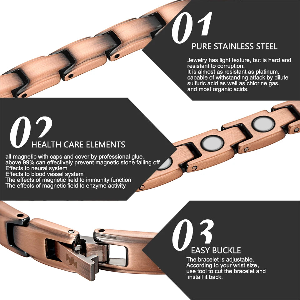 Welmag Copper Bracelets for Women&Men Therapy Health Magnetic Healing Bracelet Bio Energy Arthritis Pain Valentine's Day Gifts