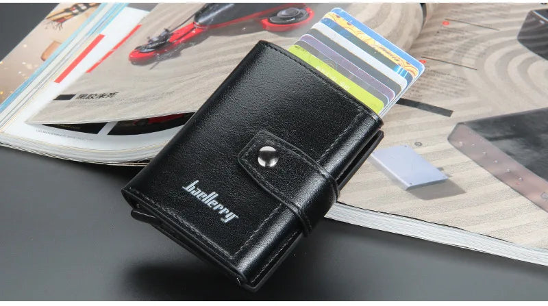 2023 Rfid Men Card Wallets Free Name Customized Hasp Small Card Wallets PU Leather Slim Mini Wallet Qaulity Male Purses