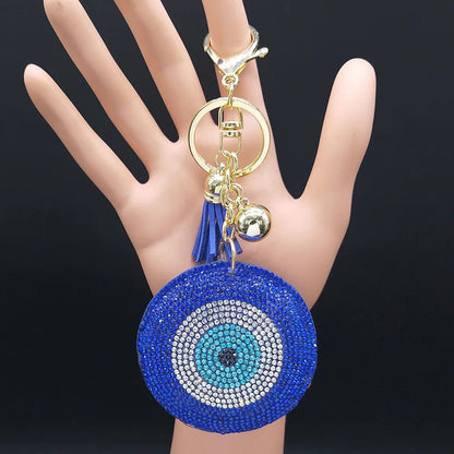 Turkish Eye Keychains Crystal Female Key Ring for Women Keychain Gold Color Blue Turkey Eye Key Chain Jewelry llaveros ojo turco