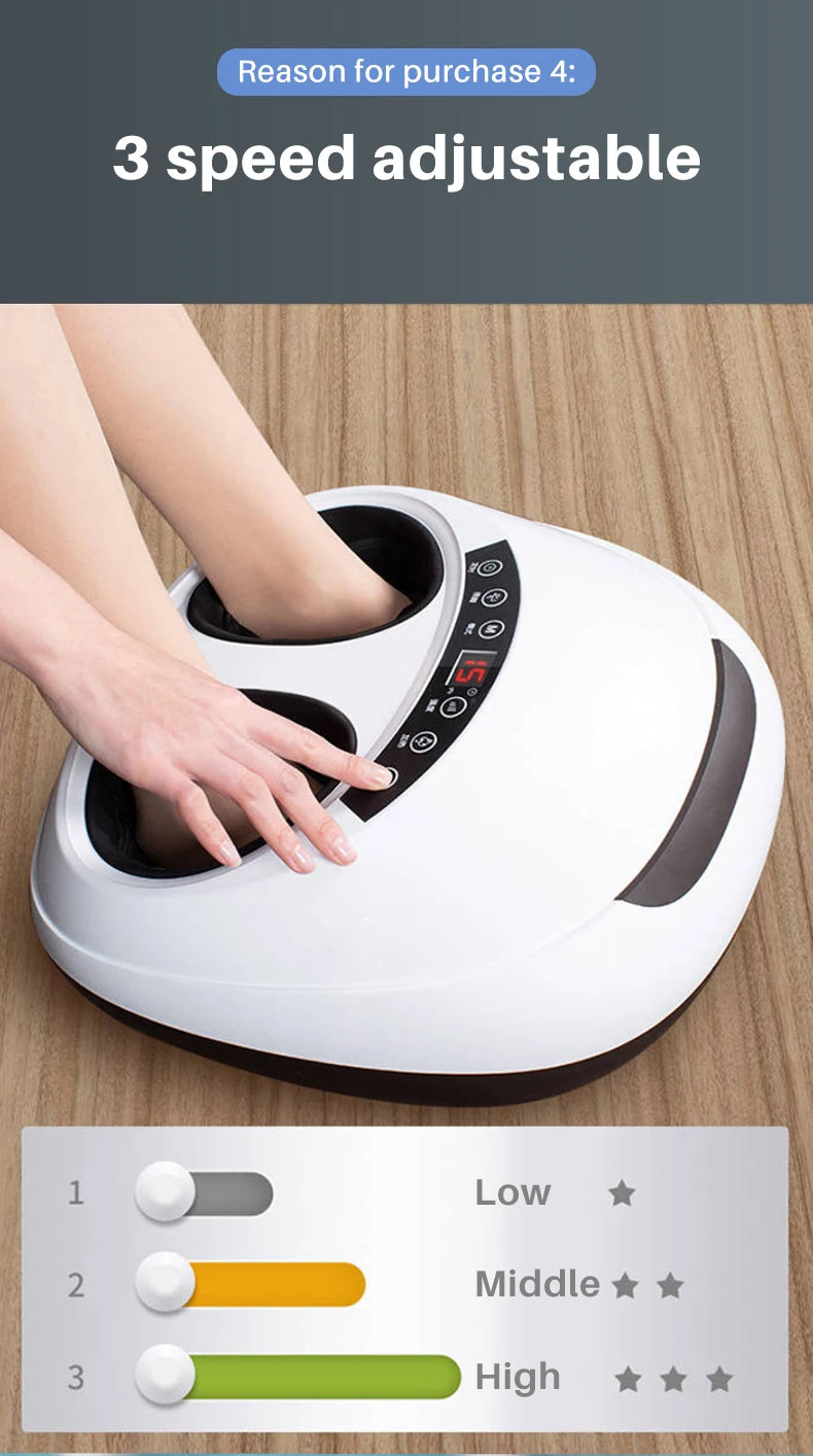 Jinkairui 220V Electric Antistress 3D Shiatsu Kneading Air Pressure Foot Massager Machine Care Infrared With Heating  Roller