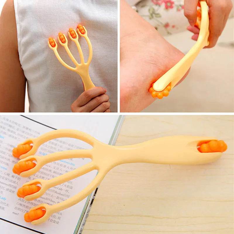 Hand-held Full-body Relaxation Massage Comb Four-claw Roller Head Scalp Neck Foot Massage Relaxation Health Tool