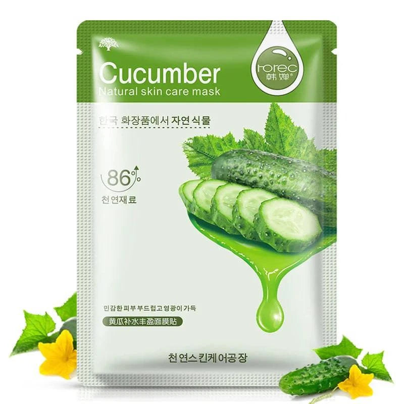 Skin Care Natural Fruit Plant Facial Mask Moisturizing Oil-Control Blueberry Cucumber Pomegranate Fruit Aloe Sheet Face Mask - MarvelouStore