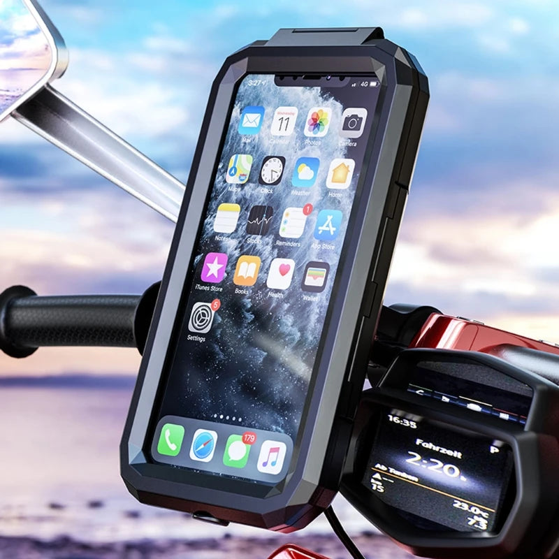 Waterproof Mobile Bike Phone Case Bicycle Motorcycle Phone Holder Handlebar Rear View Mirror Installation For 4.7-6.8 inch Phone