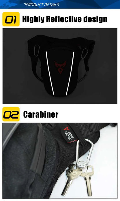 Motocentric Motorcycle High Capacity 37L Rider Backpack Multi-functional Rear Motorcycle Rear Seat Bag Casual Drop Leg Side Bag