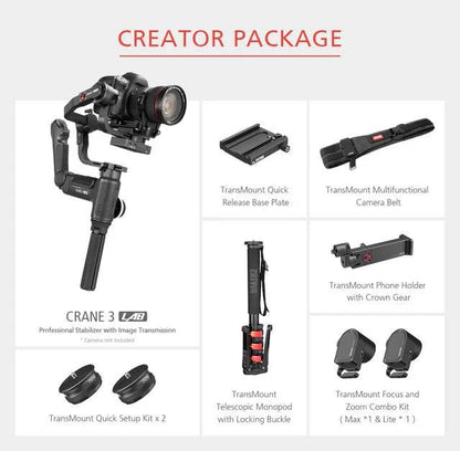 ZHIYUN Official Crane 3 LAB 3-axis handheld gimbal stabilizer, wireless 1080P image transmission zoom and focus control for SLR - MarvelouStoree