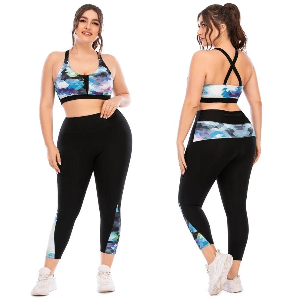 Yoga Sets Women&#39;s 2 Piece Set Leggings + Elastic Sports Bras Women Gym Clothing Fitness Sportswear Workout Seamless Sports Suits - MarvelouStoree