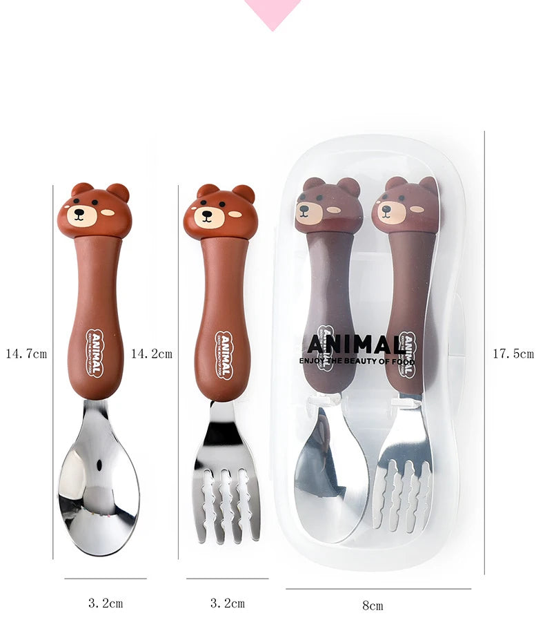 Tableware Cartoon Kids Spoon and Fork Set Dessert Spoon for Children Fork Baby Gadgets Children's Cutlery for Kids