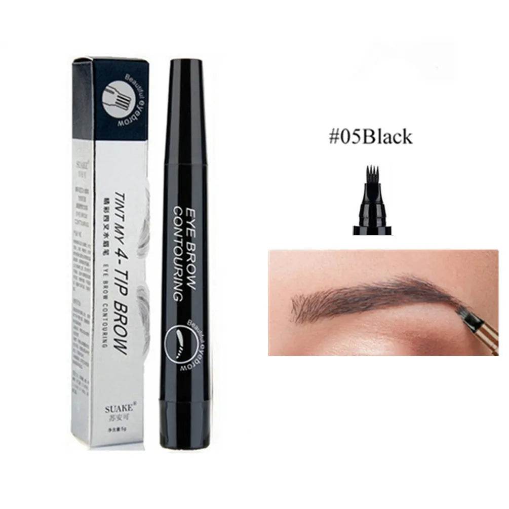 4D Microblading Eyebrow Pen 4 Forks Tip Eyebrow Tattoo Pencil Long Lasting Fine Sketch Liquid Eye Brow Make Up - MarvelouStoree