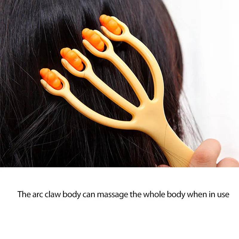 Hand-held Full-body Relaxation Massage Comb Four-claw Roller Head Scalp Neck Foot Massage Relaxation Health Tool