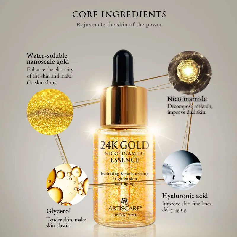 ARTISCARE 24K Gold Serum SET 3pcs/Lot for Moisturizing and Hydrating Dark Circles Eye Cream Face Essence Skin Care Products