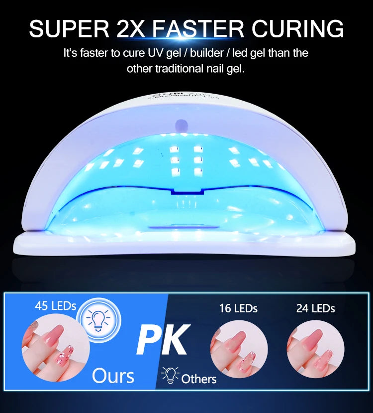 66LEDs Powerful UV LED Nail Dryer For Drying Nail Gel Polish Portable Design With Large LCD Touch Screen Smart Sensor Nail Lamp