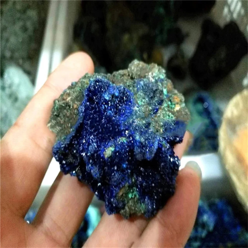 Natural Azurite Malachite Geode Crystal Mineral Specimen Reiki Healing Stone Collectible