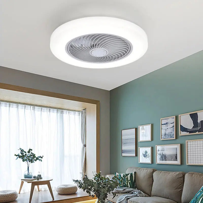 Smart Ceiling Fan Fans With Lights Remote Control Bedroom Decor Ventilator Lamp 52cm Air Invisible Blades Retractable Silent