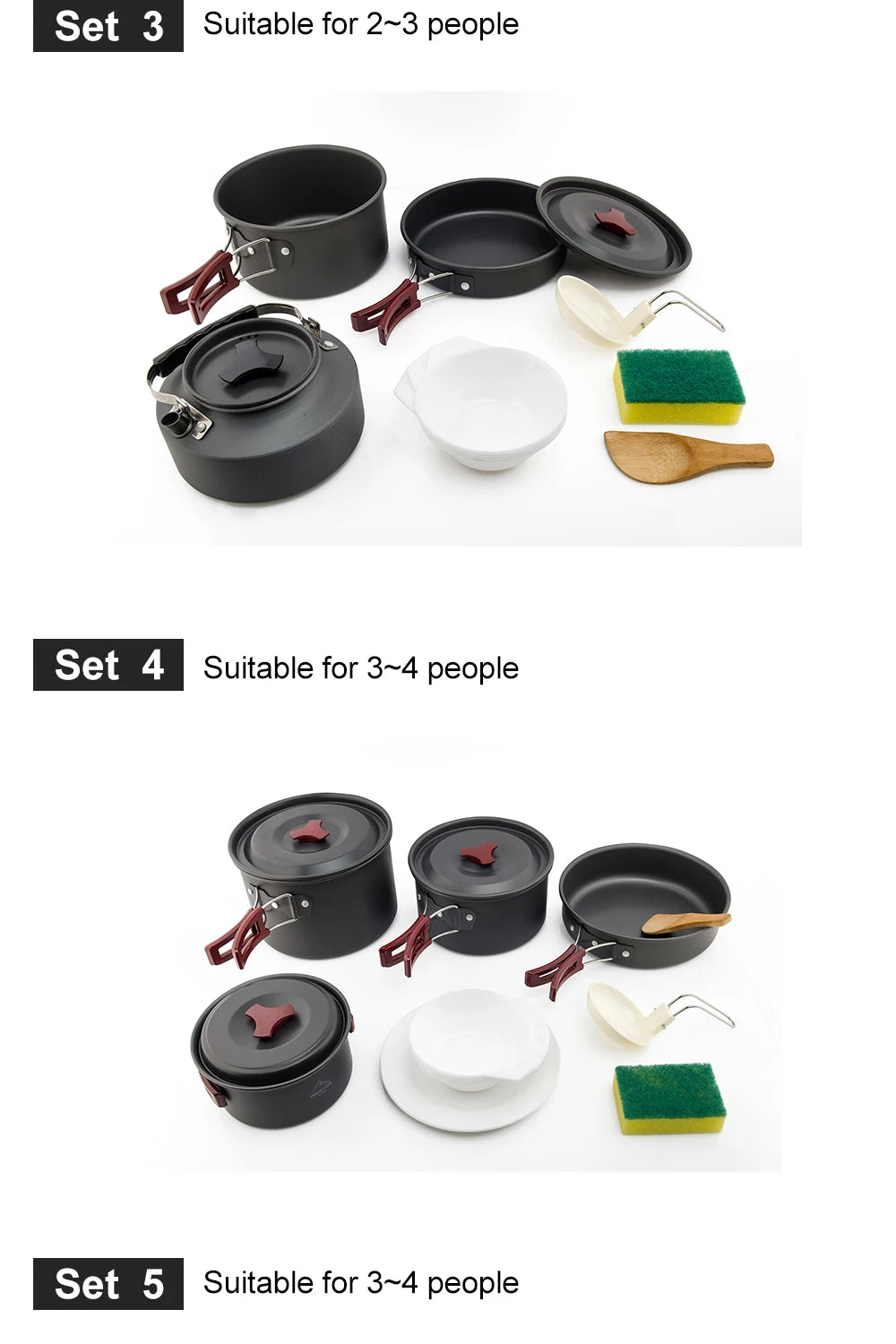 Widesea Camping Cookware Set Outdoor Pot Tableware Kit Cooking Water Kettle Pan Travel Cutlery Utensils Hiking Picnic Equipment