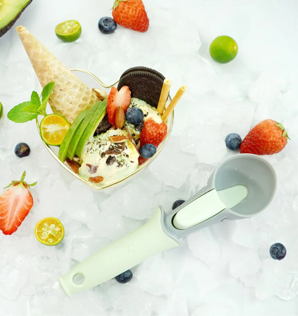 Non-Stick Ice Cream Scoop Fruits Digger Ice Ball Maker Frozen Yogurt Cookie Watermelon Spoon Spoons with Hung Hole Kitchen Tool