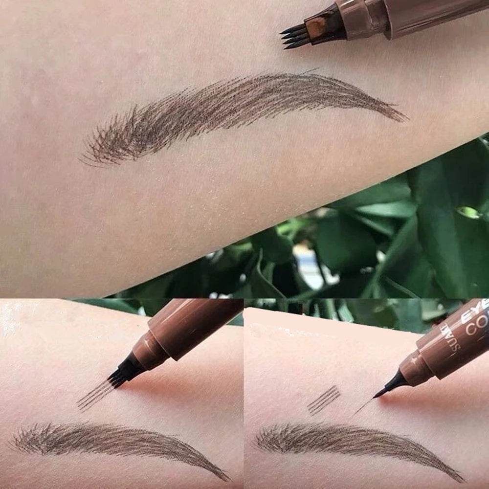 4D Microblading Eyebrow Pen 4 Forks Tip Eyebrow Tattoo Pencil Long Lasting Fine Sketch Liquid Eye Brow Make Up - MarvelouStoree