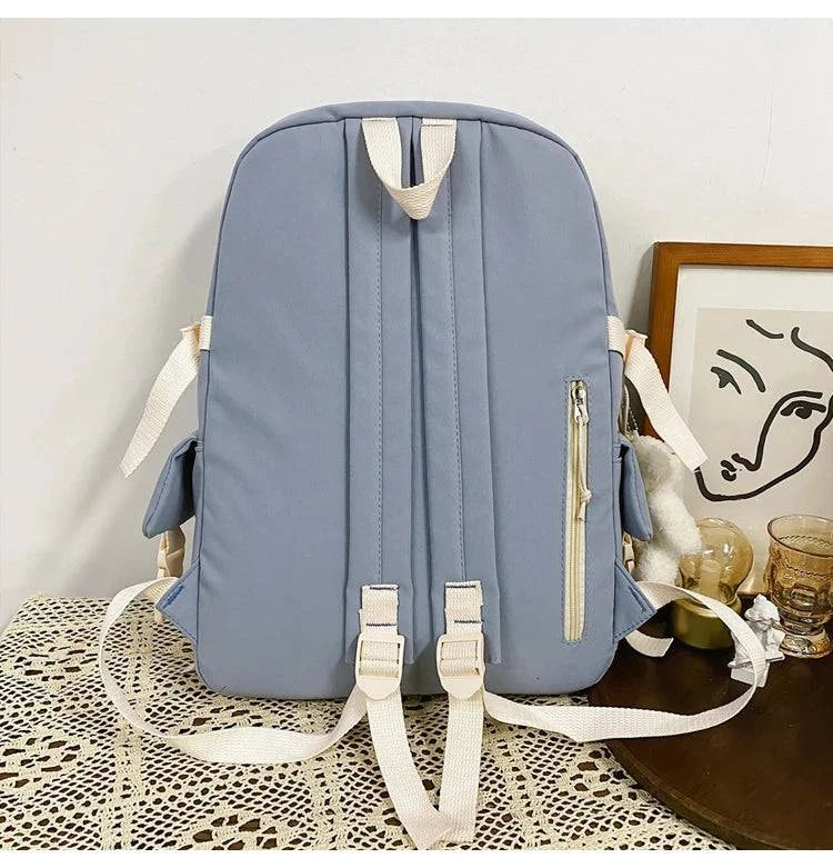 JULYCCINO New Buckle Badge Women Backpack Candy Color Fashion Cute Schoolbag Shoulder Student Bag Teenage Girls College Backpack - MarvelouStore