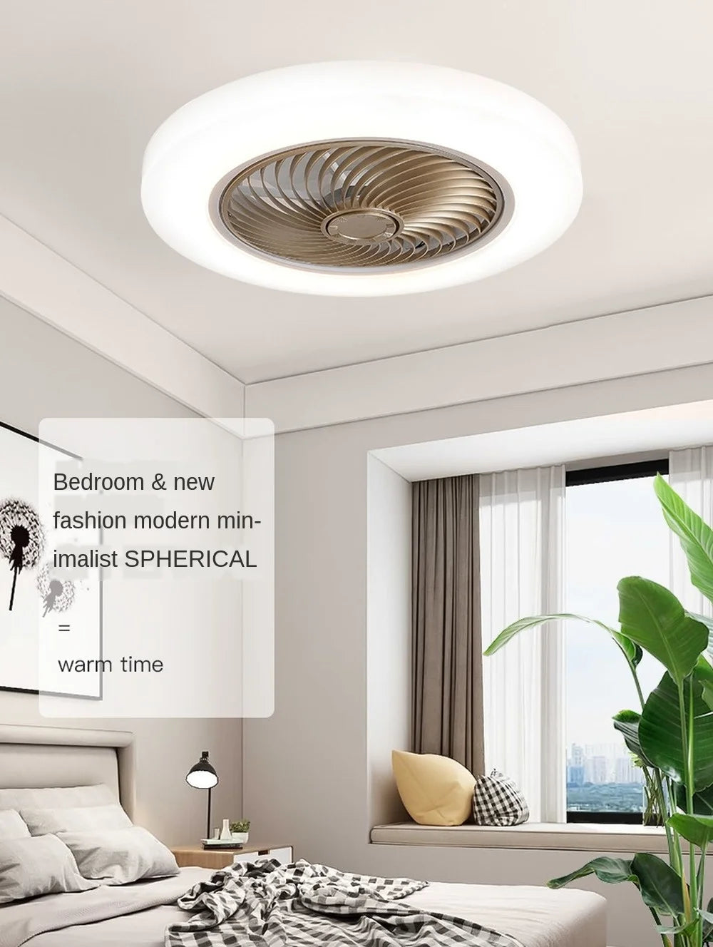 Smart Ceiling Fan Fans With Lights Remote Control Bedroom Decor Ventilator Lamp 52cm Air Invisible Blades Retractable Silent