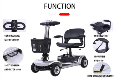 Electric Mobility Scooter 4 Wheels Handicapped Scooter For Adult Elderly Disabled People Outdoor With Foldable Function