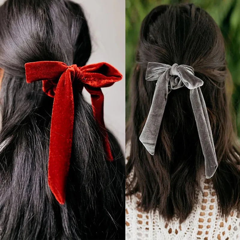 For Women Hair Ties Soft Hair Scrunchie Bow Velvet Elastic Lady Ribbon Elastic Hair Band Girls Gum Head Band New Hair Accessorie