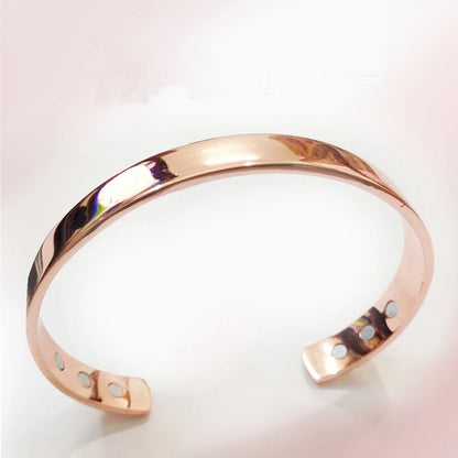 Pure Copper Magnet Energy Health Open Bangle Plated Rose Gold Color Simple Bracelet Healthy Healing Bracelet Jewelry Gift