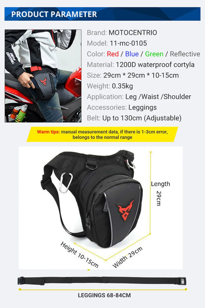 Motocentric Motorcycle High Capacity 37L Rider Backpack Multi-functional Rear Motorcycle Rear Seat Bag Casual Drop Leg Side Bag