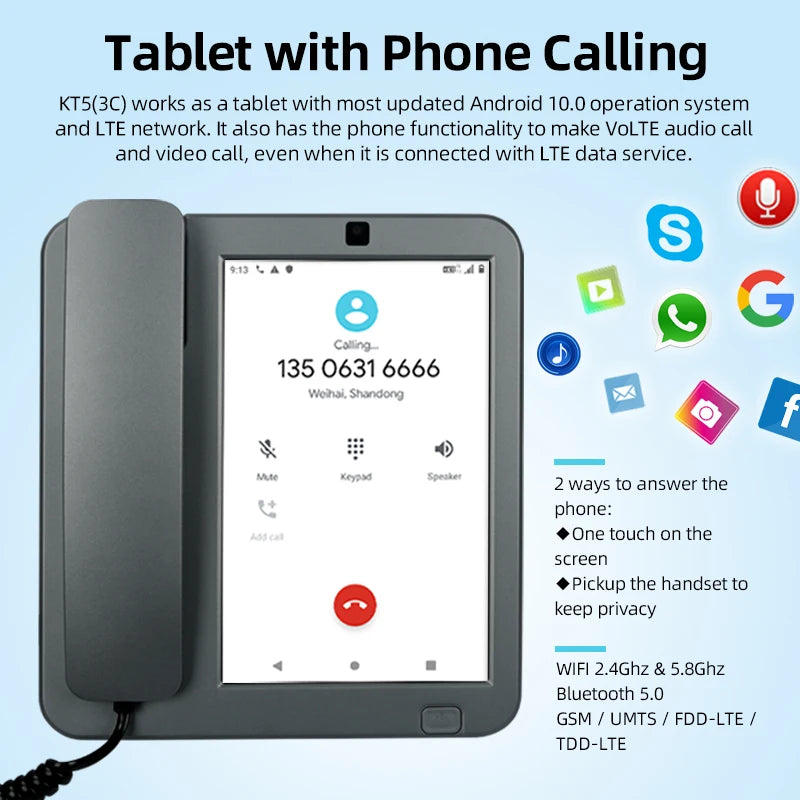 KT5 Telephone Portable Android10.1 Operation System VoLTE Android KT5 Telephone Portable Wall Mount Desk Phone