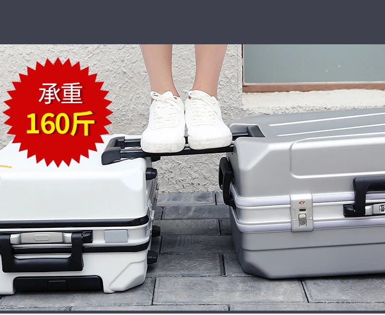 Travel Luggage fashion 20/24/28 inch suitcase aluminum frame trolley case for men and women small 20 inch cabin suitcase