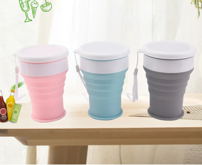 200Ml Silicone Folding Glass Camping Travel Mug Portable Telescopic Coffee Cup Outdoor Water Cup Folding Water Bottle Drinkware