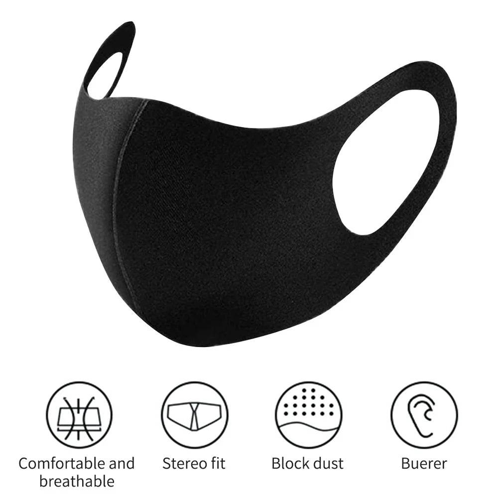 1PC Mouth Mask PM2.5 Anti Haze Black Dust Mask Nose Filter Windproof Muffle Bacteria Fabric Cloth Respirator Face Care - MarvelouStoree