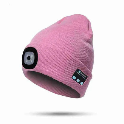 Winter Knitted Beanie Hat with Light Earphone Bluetooth Led Light Luminous Outdoor Mountaineering Handfree Music Headphone Hat