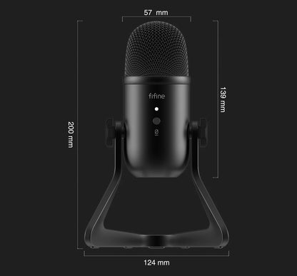 FIFINE USB Microphone for Recording/Streaming/Gaming,professional microphone for PC,Mic Headphone Output&Volume Control-K678