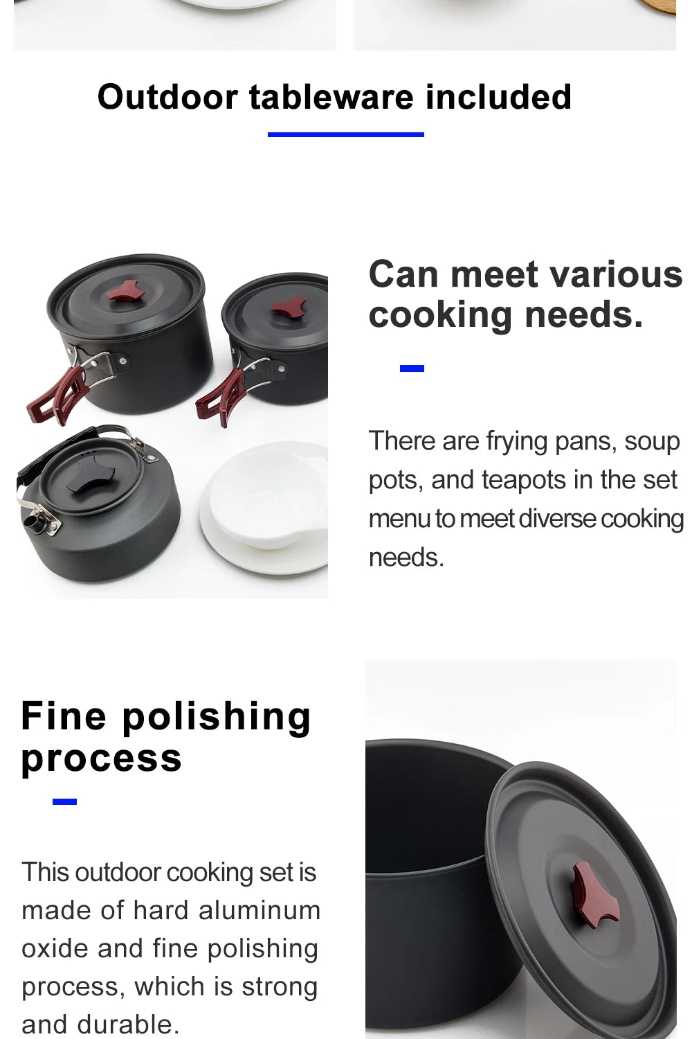 Widesea Camping Cookware Set Outdoor Pot Tableware Kit Cooking Water Kettle Pan Travel Cutlery Utensils Hiking Picnic Equipment