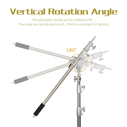 Studio Photo Telescopic Boom Arm Top Light Stand With Sandbag for Speedlite /Mini Flash Strobe /Softbox/LED Video