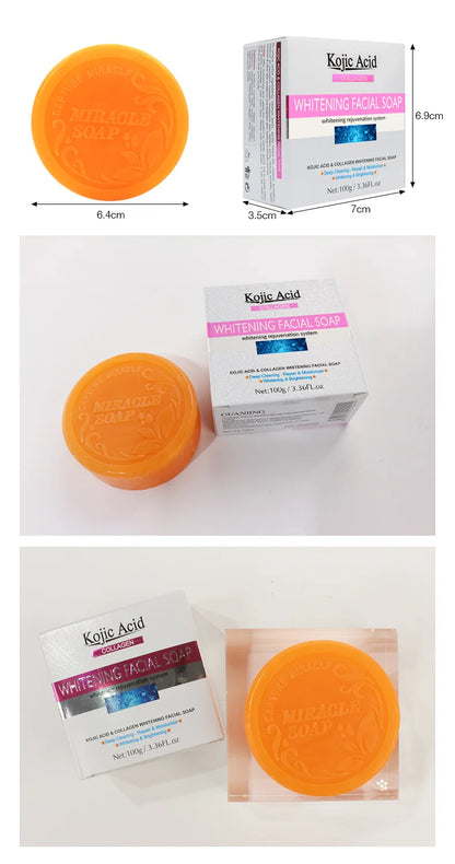 Kojic Acid Collagen Whitening Facial Soap Deeep Cleaning Repair Moisturizer Brightening 100g/3.36 FL.oz