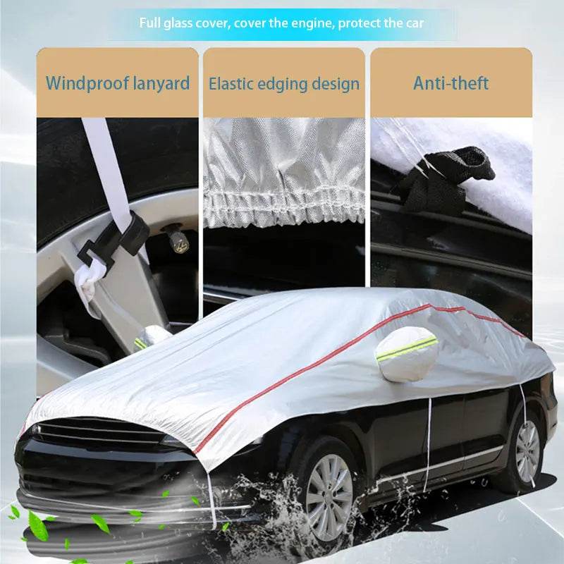 Universal Half Car Cover Waterproof Outdoor Cover Oxford Sun Rain Uv Protection Dustproof Snowproof Car Body Cover for SUV Sedan - MarvelouStoree