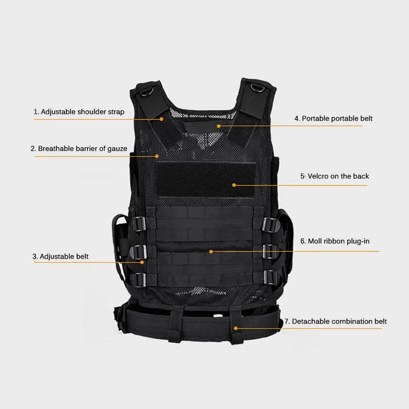 Breathable SWAT Molle Tactical Vest Military Combat Armor Vests Security Hunting Army Outdoor CS Game Airsoft Training Jacket - MarvelouStoree