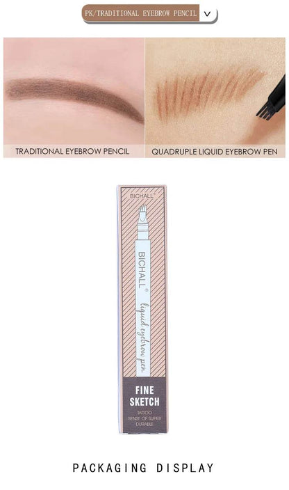 4D Microblading Eyebrow Pen 4 Forks Tip Eyebrow Tattoo Pencil Long Lasting Fine Sketch Liquid Eye Brow Make Up - MarvelouStoree