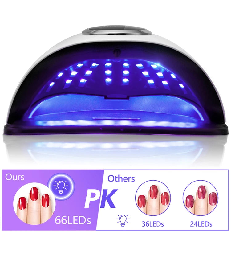 66LEDs Powerful UV LED Nail Dryer For Drying Nail Gel Polish Portable Design With Large LCD Touch Screen Smart Sensor Nail Lamp