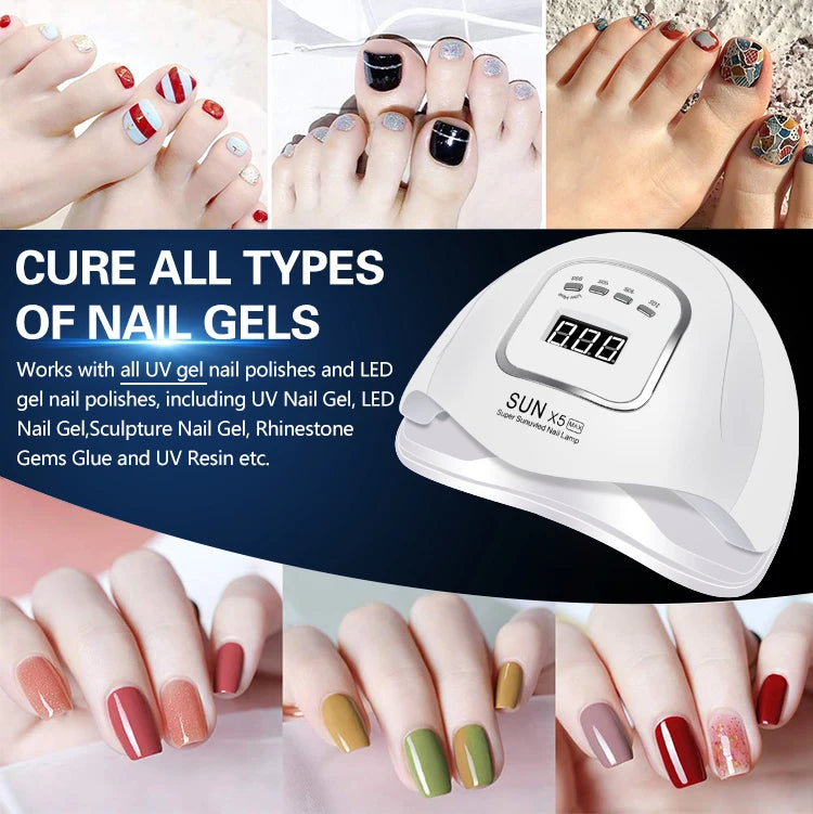 66LEDs Powerful UV LED Nail Dryer For Drying Nail Gel Polish Portable Design With Large LCD Touch Screen Smart Sensor Nail Lamp