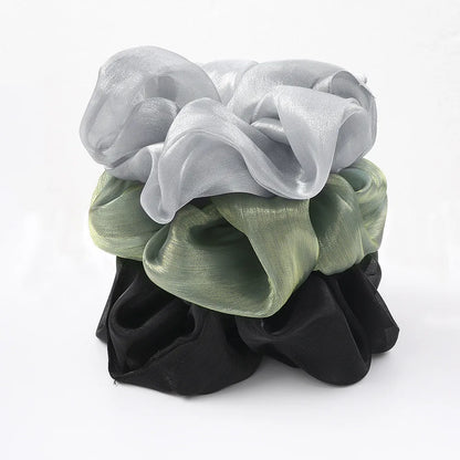 1PC Fashion Bright Silk Hair Ring Oversized Hair Scrunchies Yarn Large Intestine Elastic Hair Band Solid Color Hair Accessories