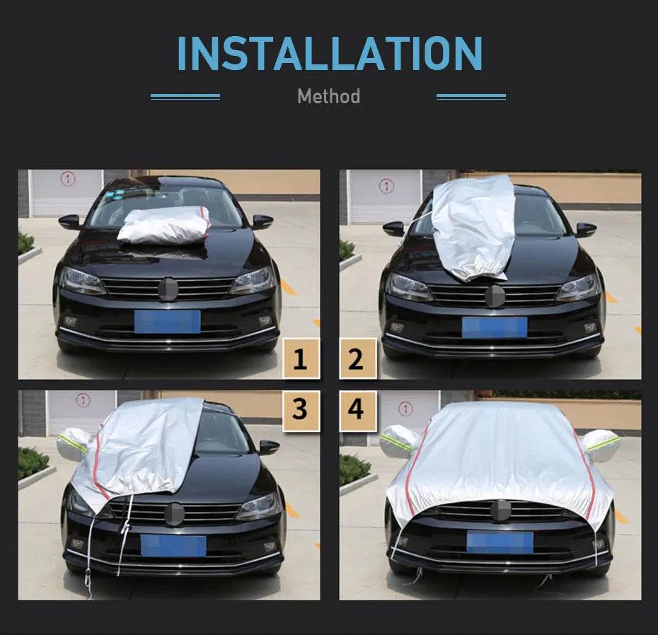 Universal Half Car Cover Waterproof Outdoor Cover Oxford Sun Rain Uv Protection Dustproof Snowproof Car Body Cover for SUV Sedan - MarvelouStoree