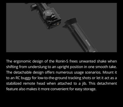 DJI Ronin S Essentials Kit Superior 3-Axis Stabilization Camera Control 3.6 kg Payload Capacity Battery Life 12hrs