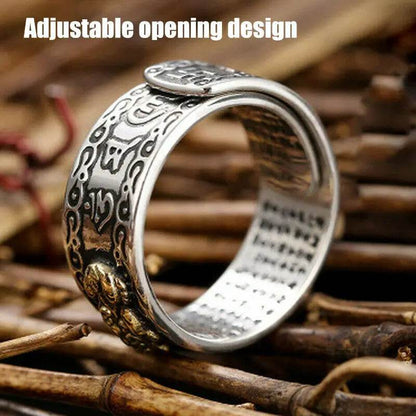 Unisex Men Pixiu Charms Ring Bracelet Chinese Feng Shui Amulet Wealth and Lucky Open Adjustable Ring Bead Bracelet - MarvelouStoree